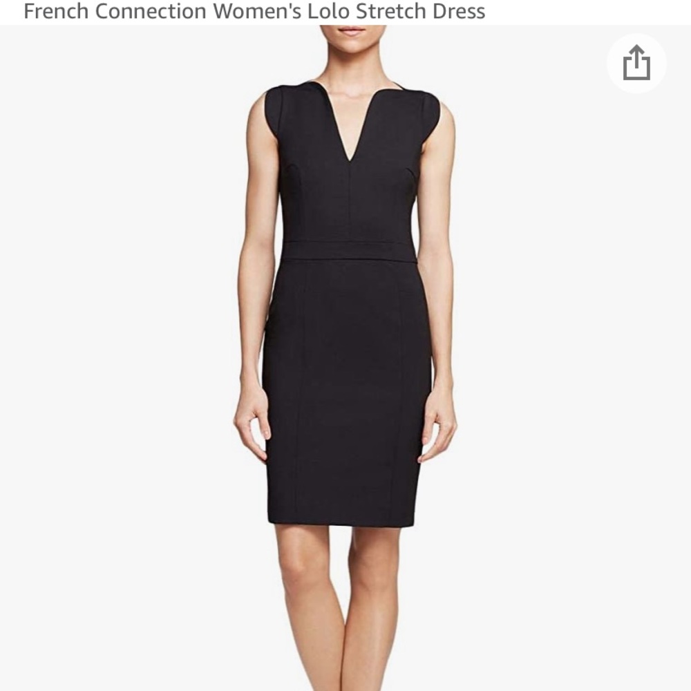French Connection Lolo Stretch Dress Navy. Size 4.